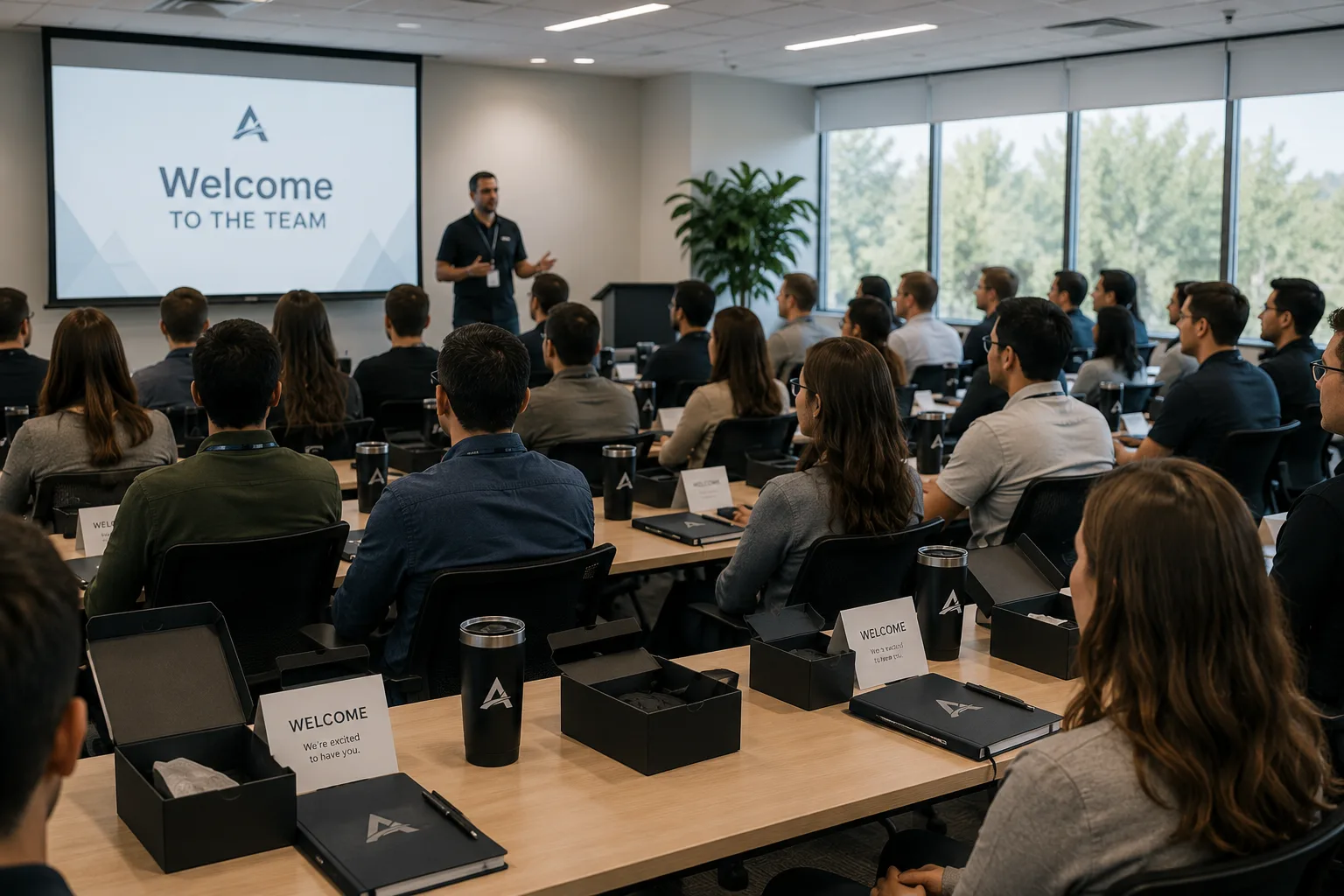 Onboarding kits with custom branded merchandise for new hires